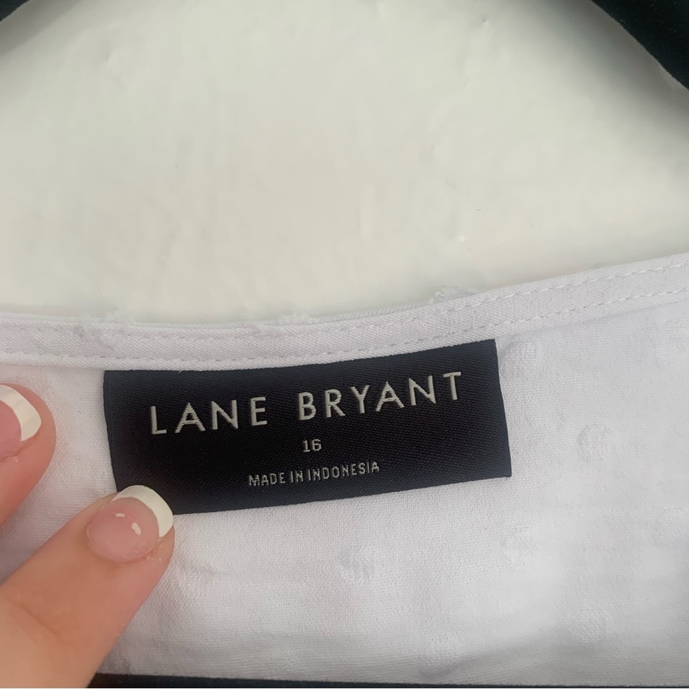 Lane Bryant White Swiss Dot Wrap Boho Top Minimal… - image 5